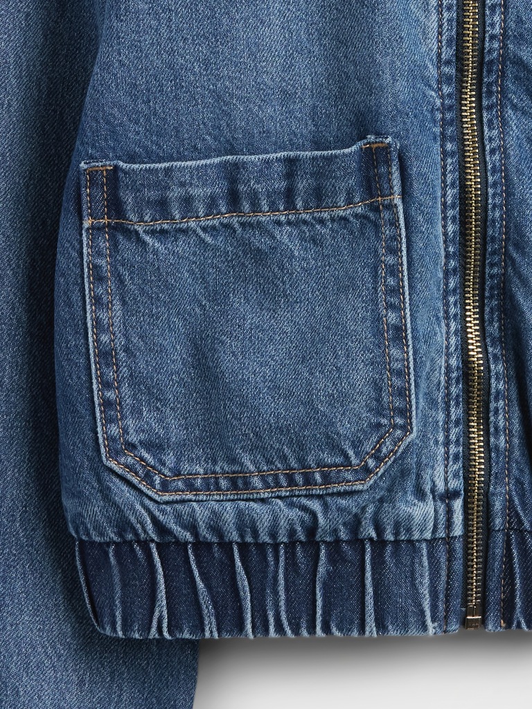 Kids Denim Zip Bomber Jacket