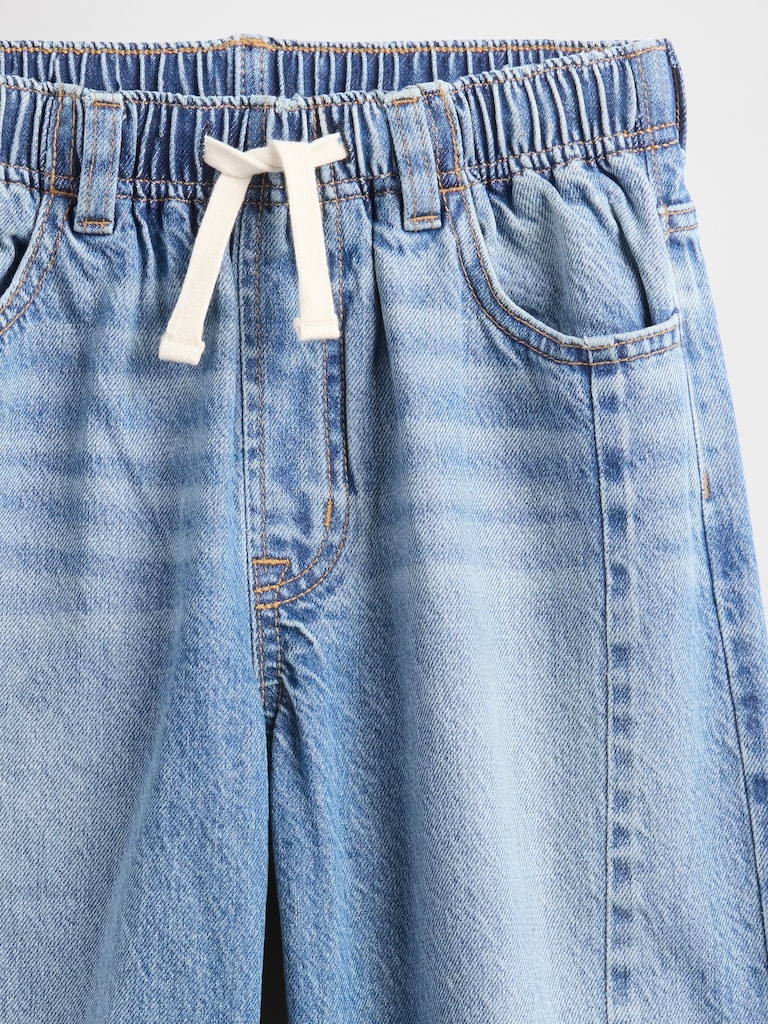 Kids High Rise Pull-On Barrel Jeans