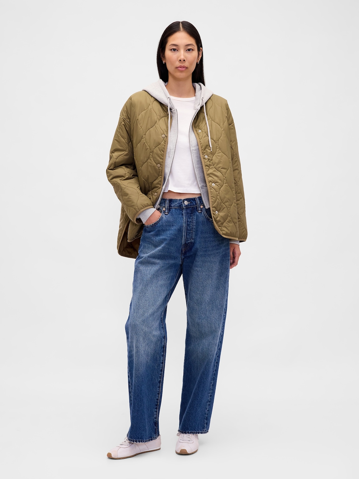 Recycled Lightweight Oversized Quilted Liner Jacket