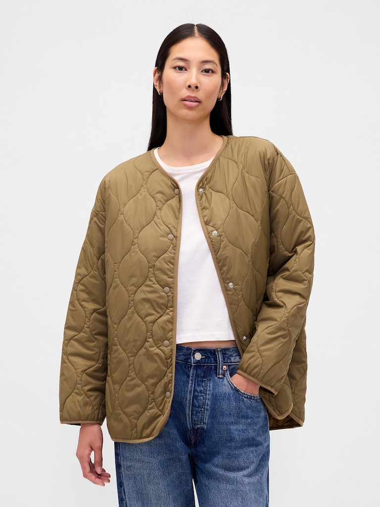 Recycled Lightweight Oversized Quilted Liner Jacket