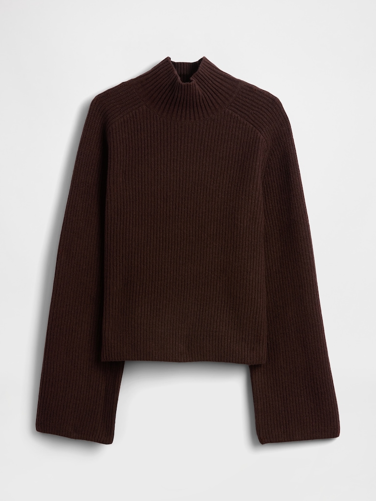 CashSoft Shaker-Stitch Turtleneck Sweater