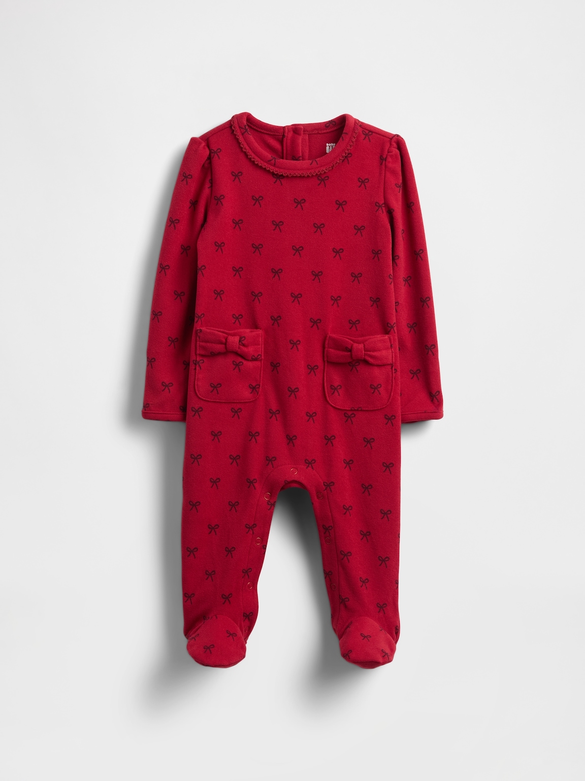 Baby Softspun Bow Pocket Footed One-Piece