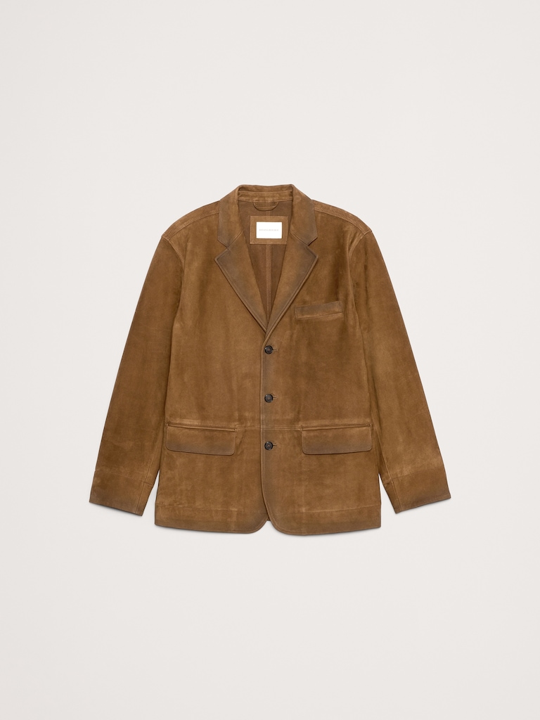 Relaxed Nubuck Leather Blazer