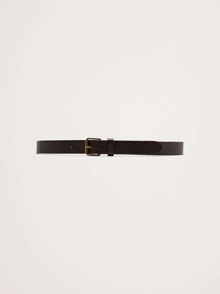 Embossed Leather Belt with Roller Buckle