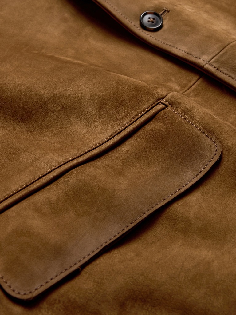 Relaxed Nubuck Leather Blazer