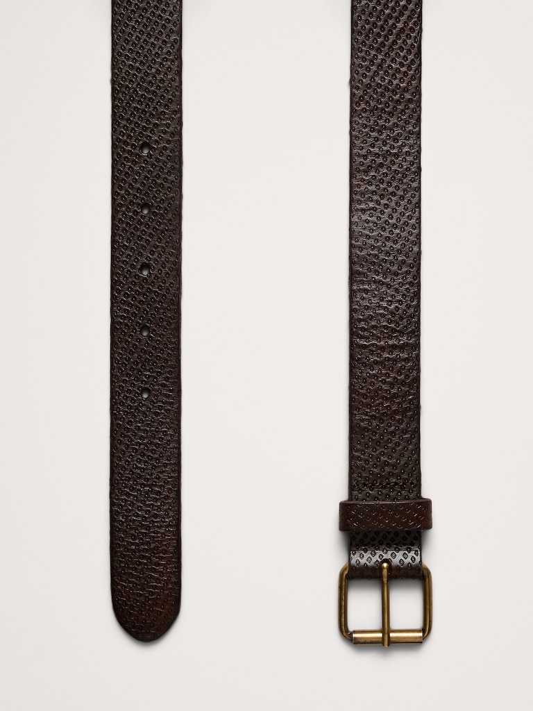 Embossed Leather Belt with Roller Buckle