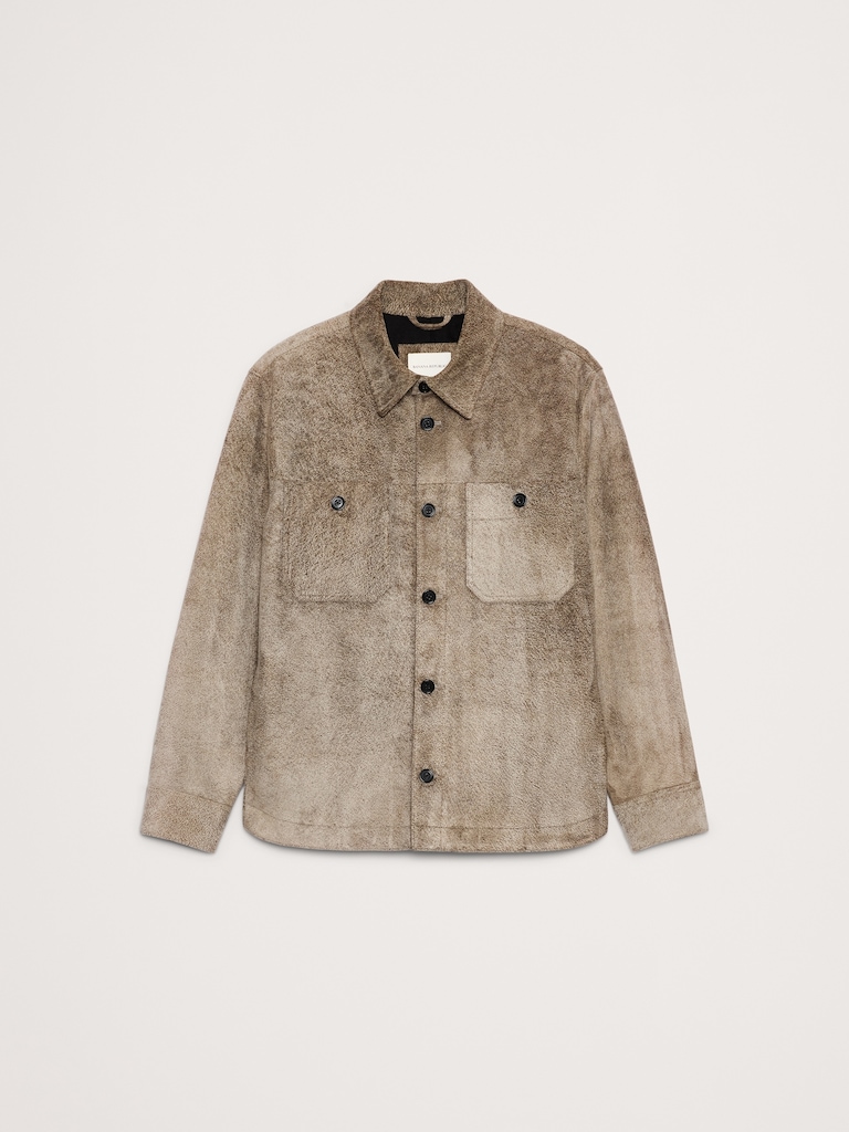 Relaxed Textured Suede Shirt Jacket