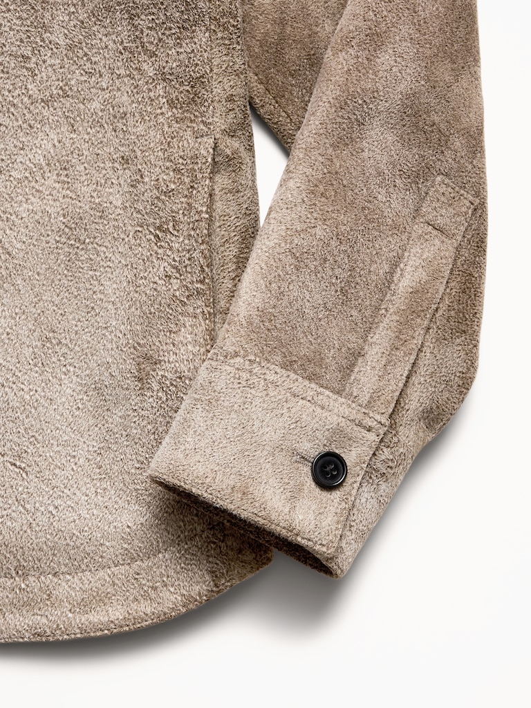 Relaxed Textured Suede Shirt Jacket