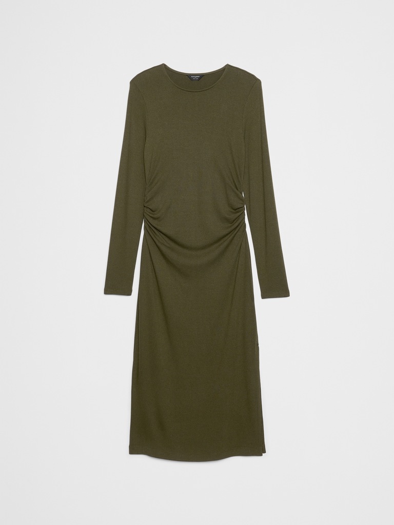 Soft Luxe Shirred-Side Midi Dress