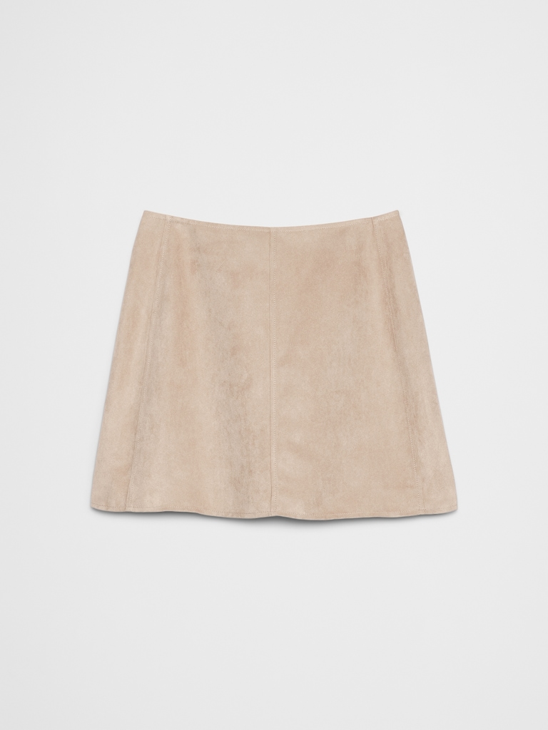 Vegan Suede Seamed Mini Skirt