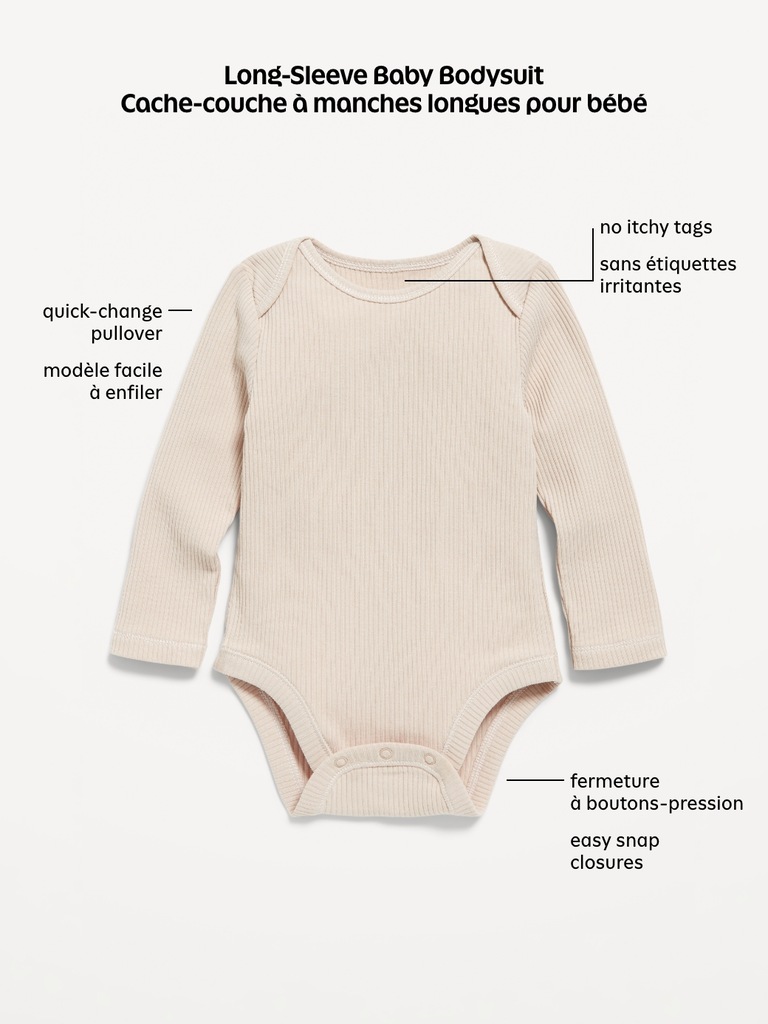 Printed Unisex Long-Sleeve Bodysuit for Baby