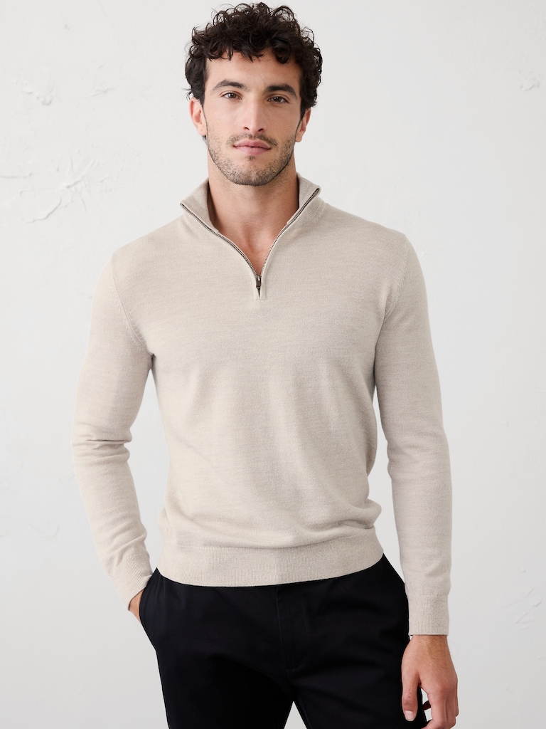 Merino Wool Quarter-Zip Sweater