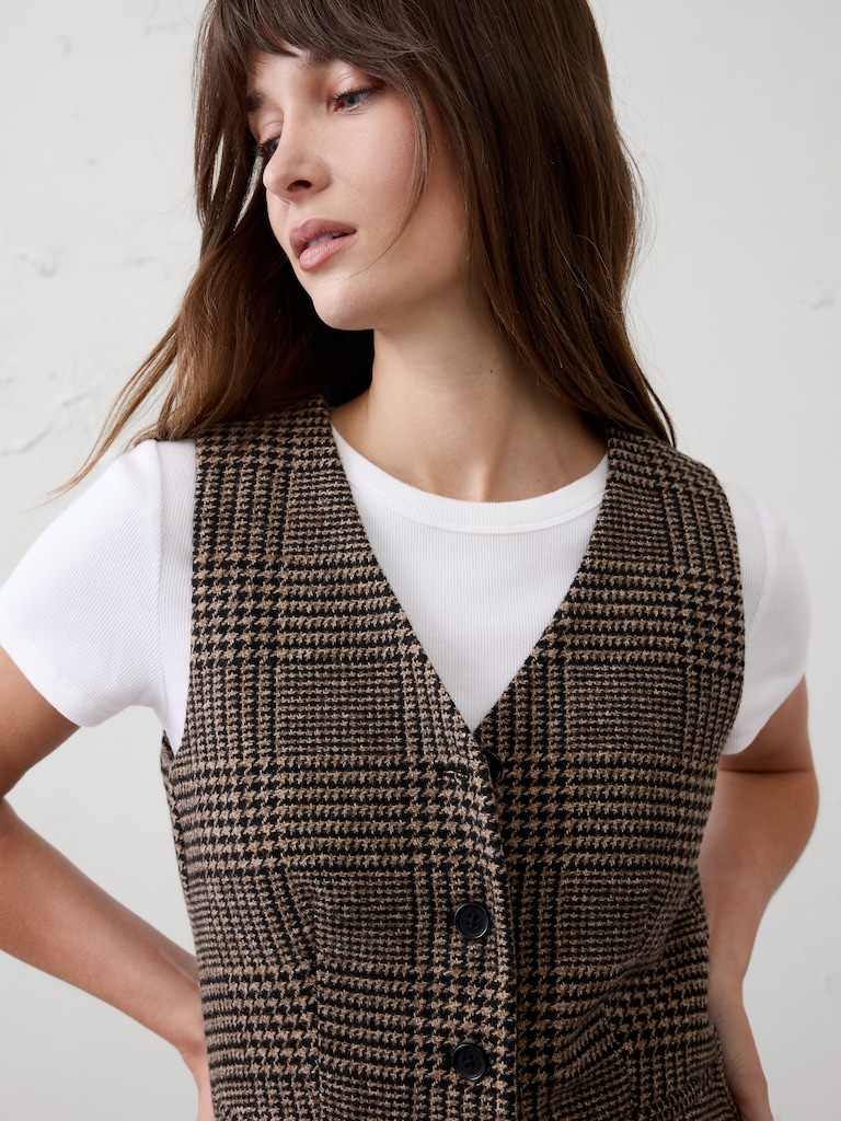 Plaid Short Classic Vest