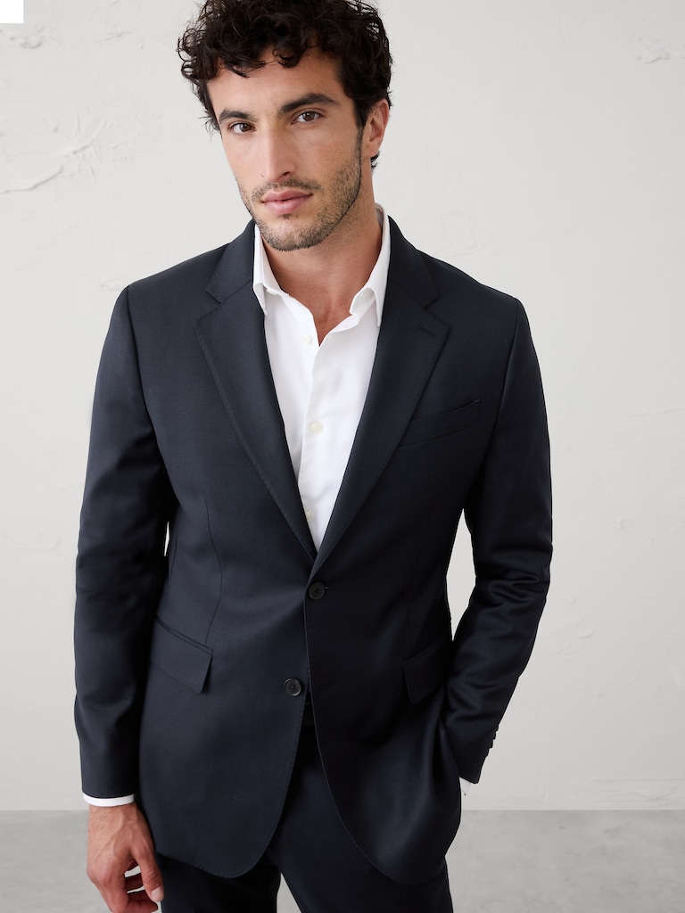 Tailored-Fit Luxe Wool-Blend Suit Jacket