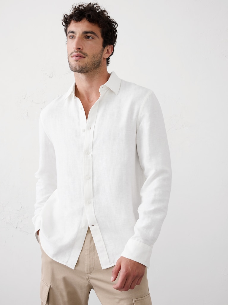Slim-Fit Linen-Blend Shirt
