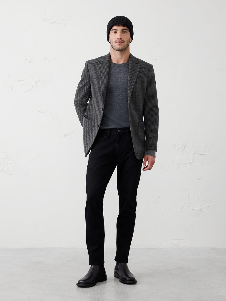 Tailored-Fit Wool-Blend Houndstooth Jacket