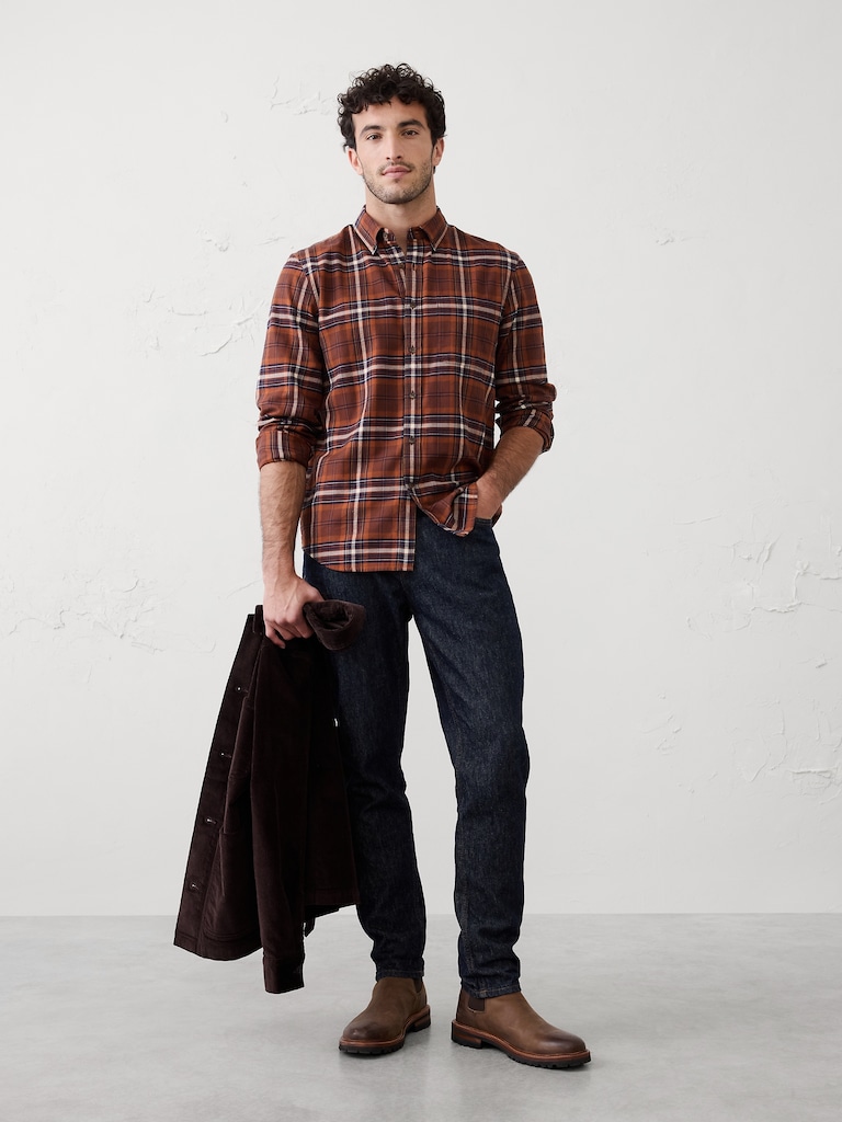 Slim-Fit Lightweight Flannel Shirt