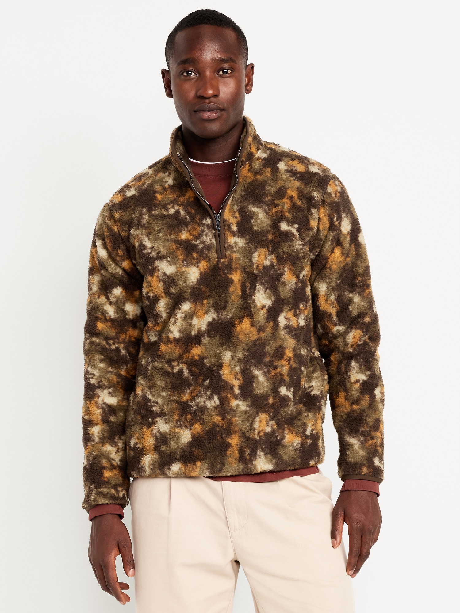 Printed Sherpa Quarter-Zip Pullover | Old Navy