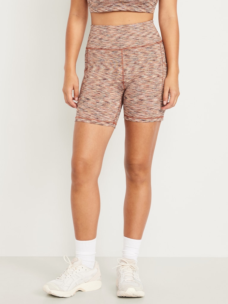 High-Waisted PowerSoft Pocket Biker Shorts -- 6-inch inseam