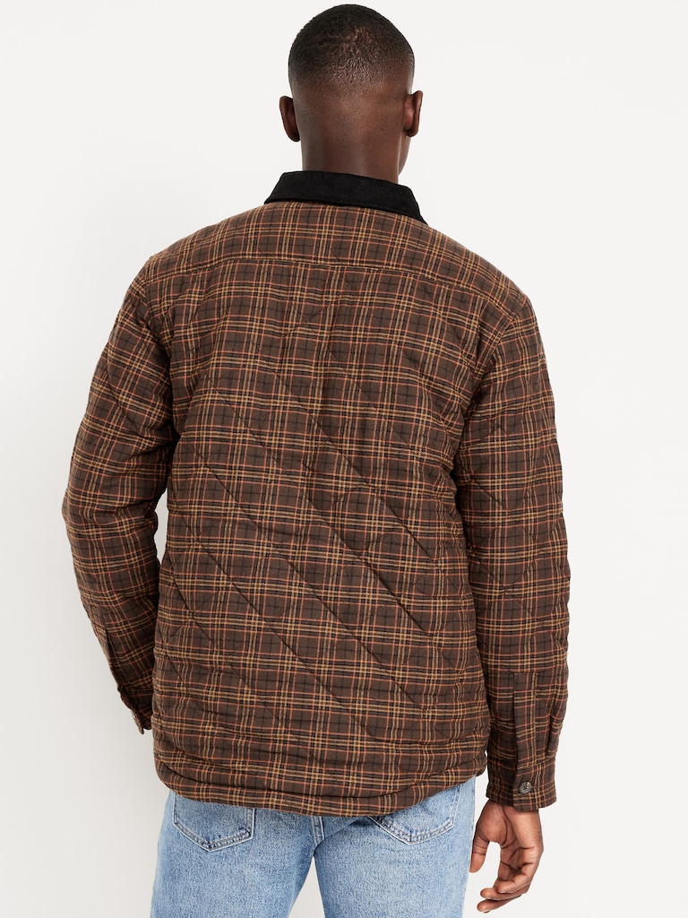 Sherpa-Lined Plaid Flannel Shacket