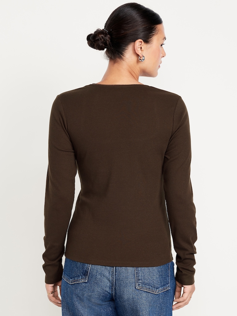Long-Sleeve Square-Neck Top