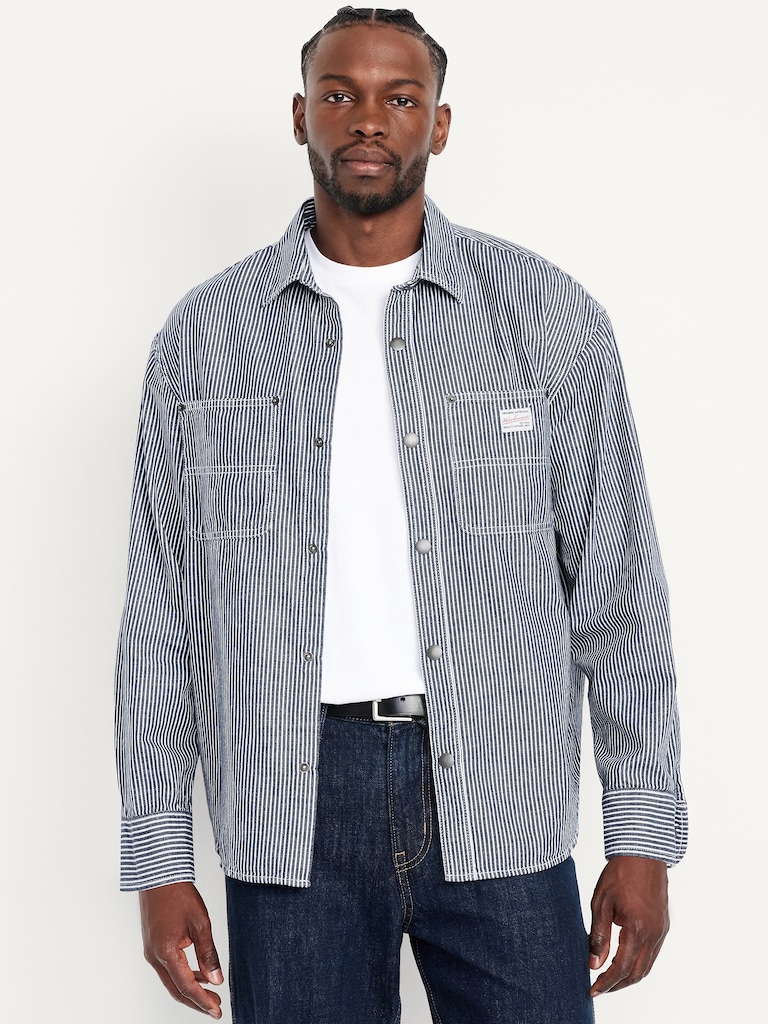 Oversized Striped Workwear Shacket