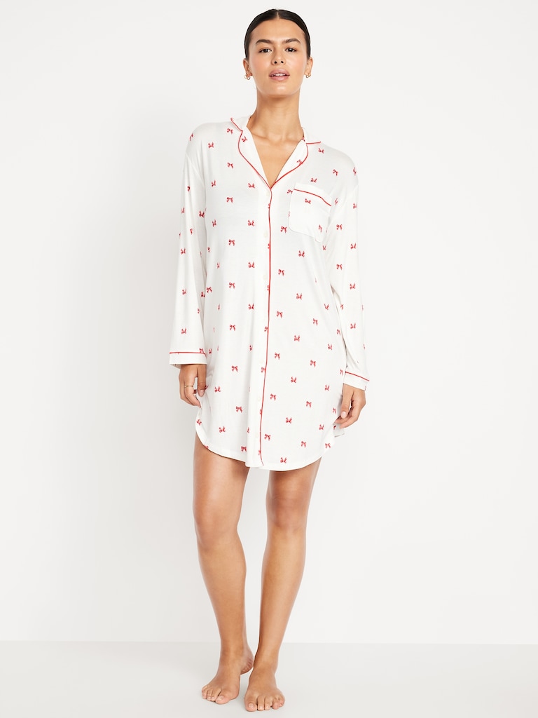 Long-Sleeve Knit Sleep Shirt