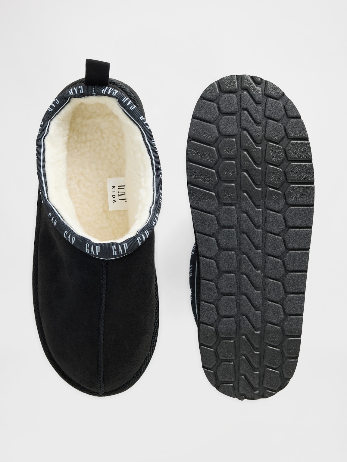 Kids Vegan Suede Sherpa-Lined Logo Clogs