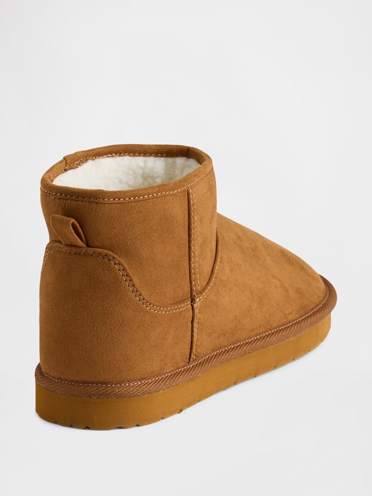 Kids Vegan Suede Sherpa-Lined Boots