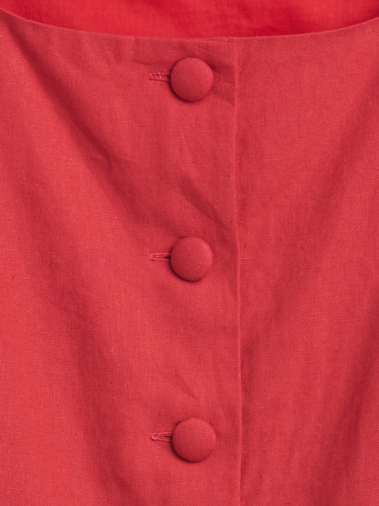 Linen-Blend Button-Front Shell Top