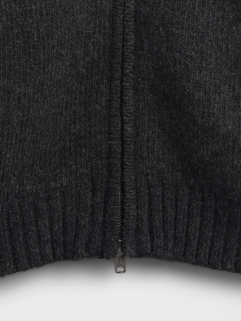 Wool-Blend Zip Cardigan Sweater