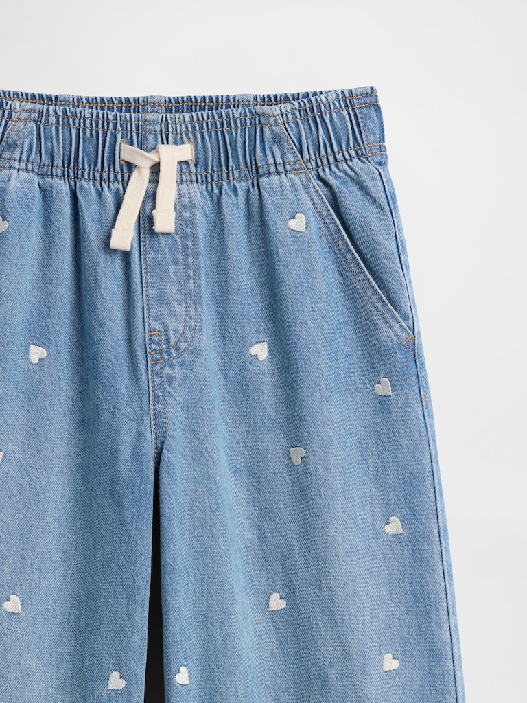 Kids High Rise Pull-On Wide-Leg Jeans