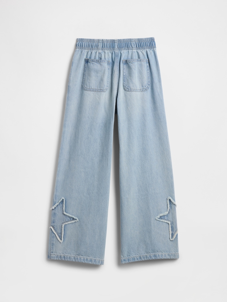 Kids High Rise Pull-On Wide-Leg Jeans