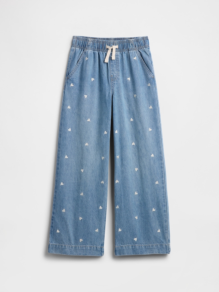 Kids High Rise Pull-On Wide-Leg Jeans