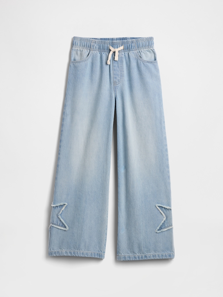 Kids High Rise Pull-On Wide-Leg Jeans