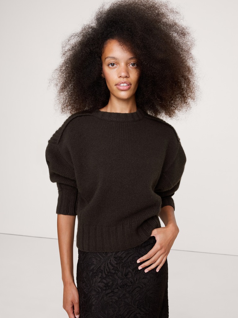 Merino-Cashmere Ribbed-Panel Sweater