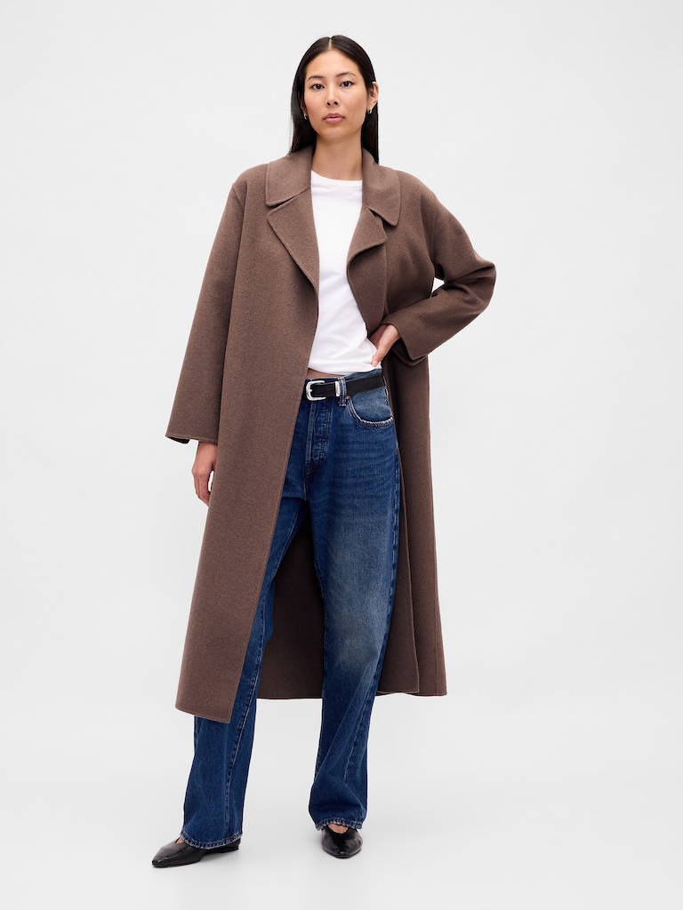 Wool-Blend Wrap Coat