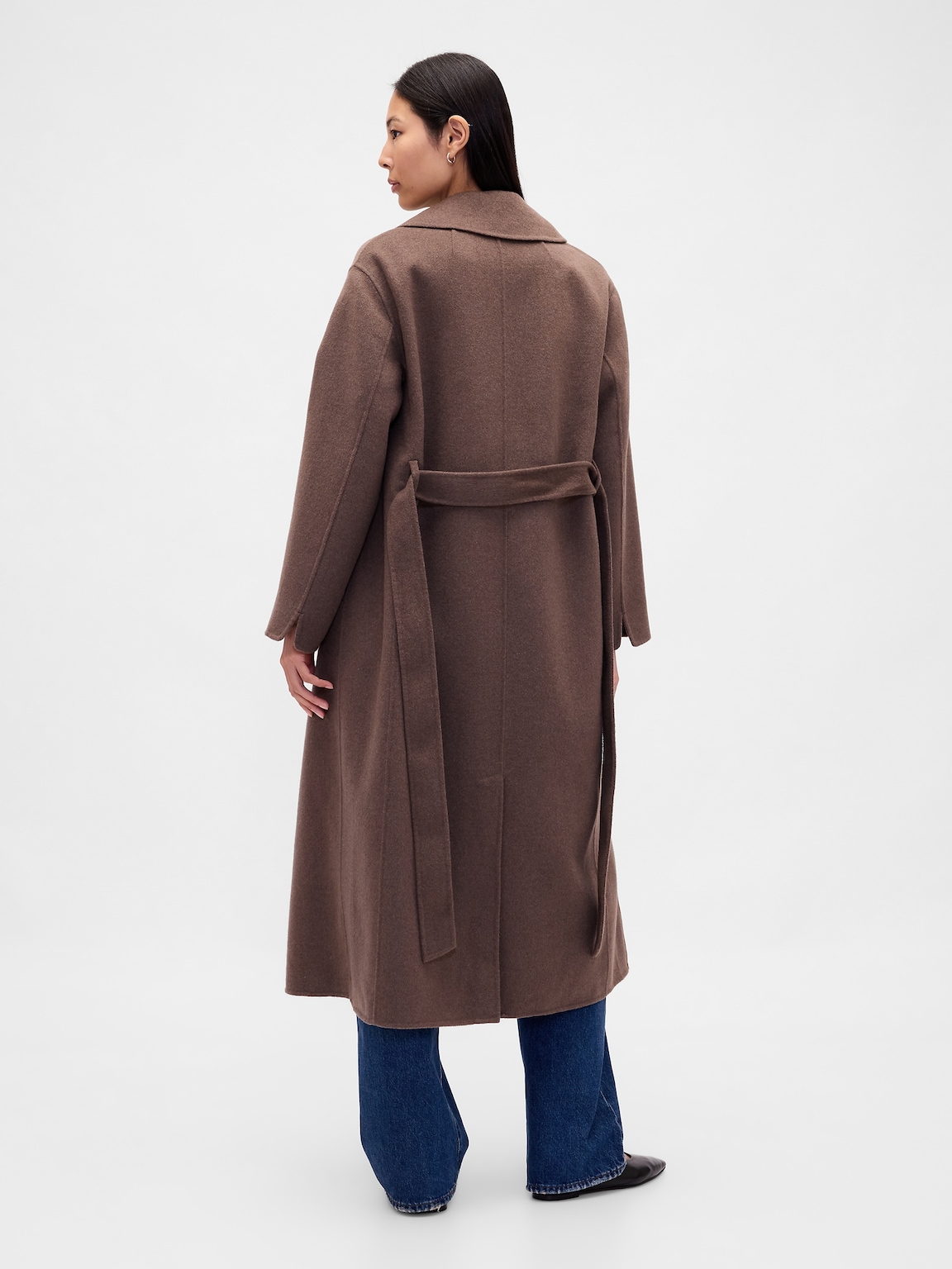 Wool-Blend Wrap Coat