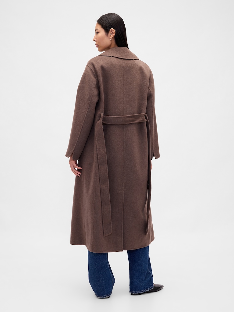 Wool-Blend Wrap Coat