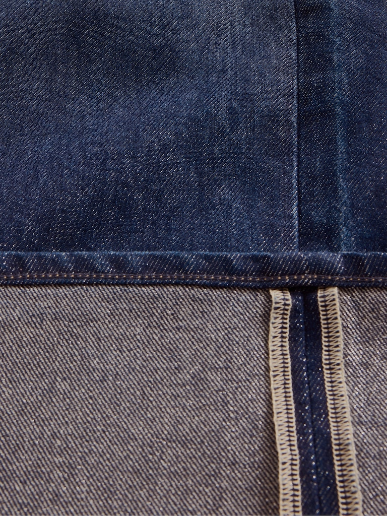 Mid Rise Metallic Cuffed Baggy Jeans