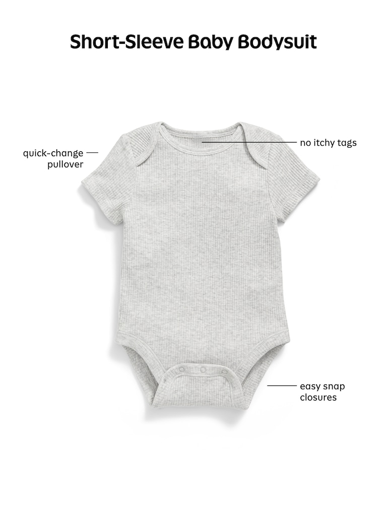Unisex Short-Sleeve Waffle-Knit Bodysuit for Baby