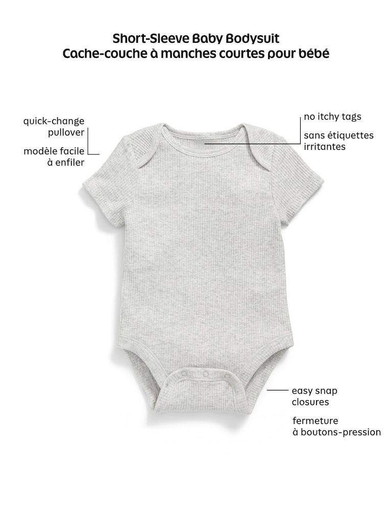 Unisex Short-Sleeve Striped Bodysuit for Baby