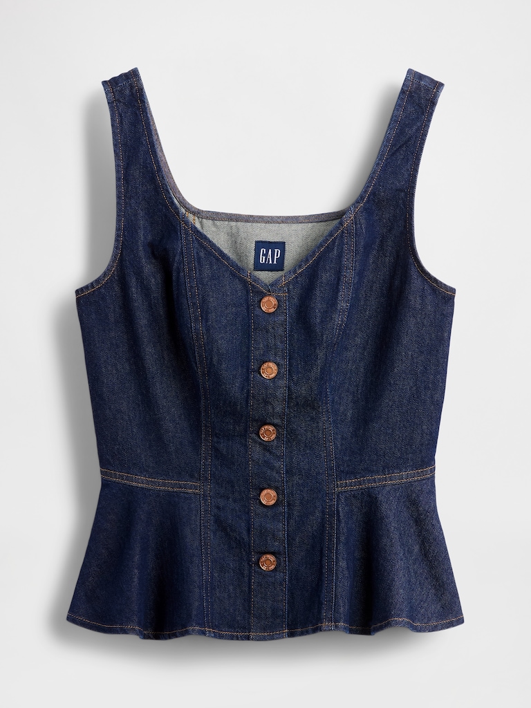 Denim Peplum Tank Top