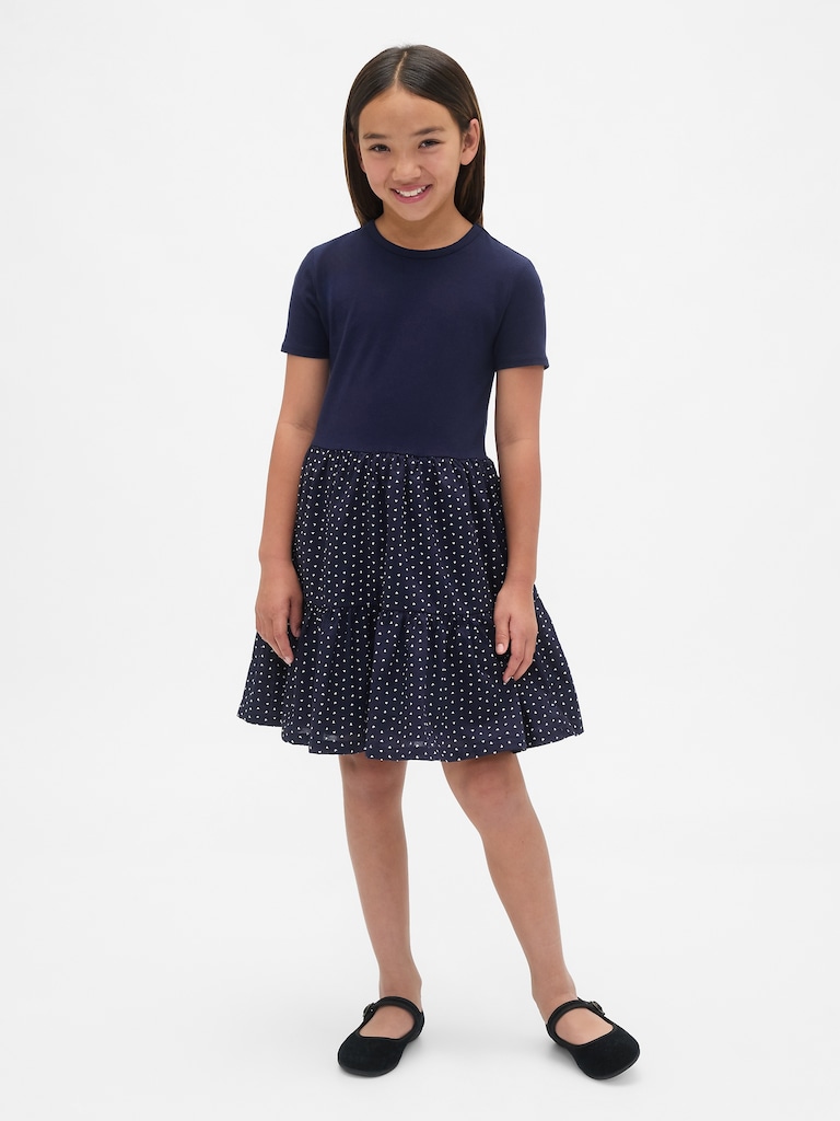 Kids Mixed Media Flounce Dress