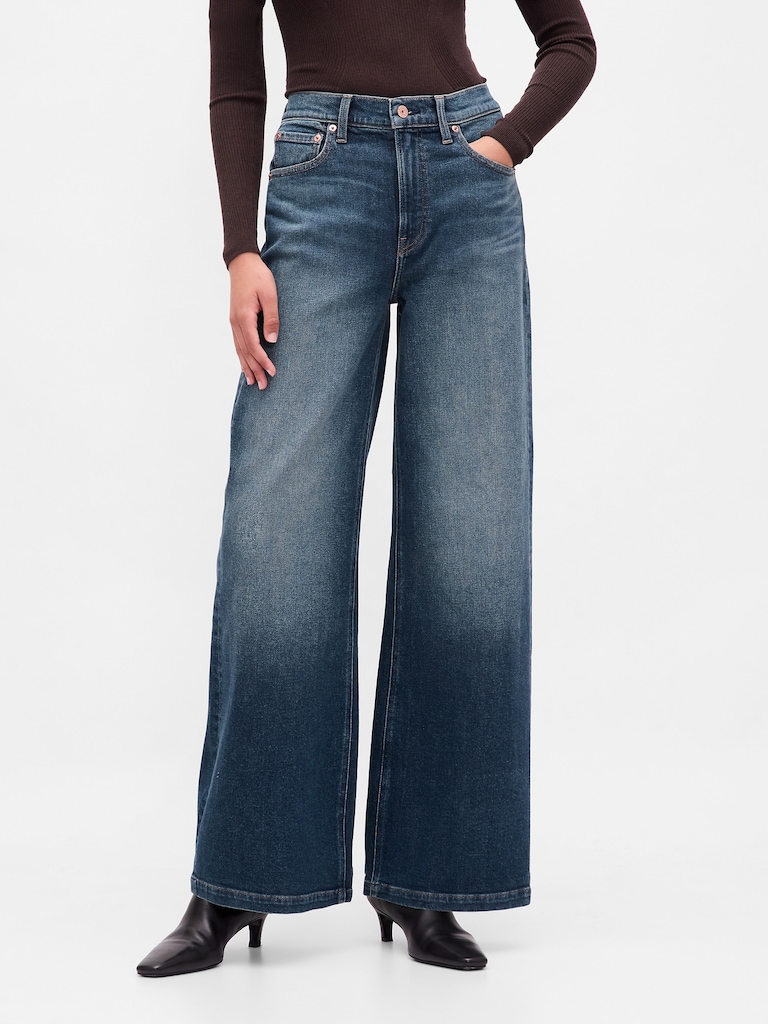 High Rise Stride Wide-Leg Jeans