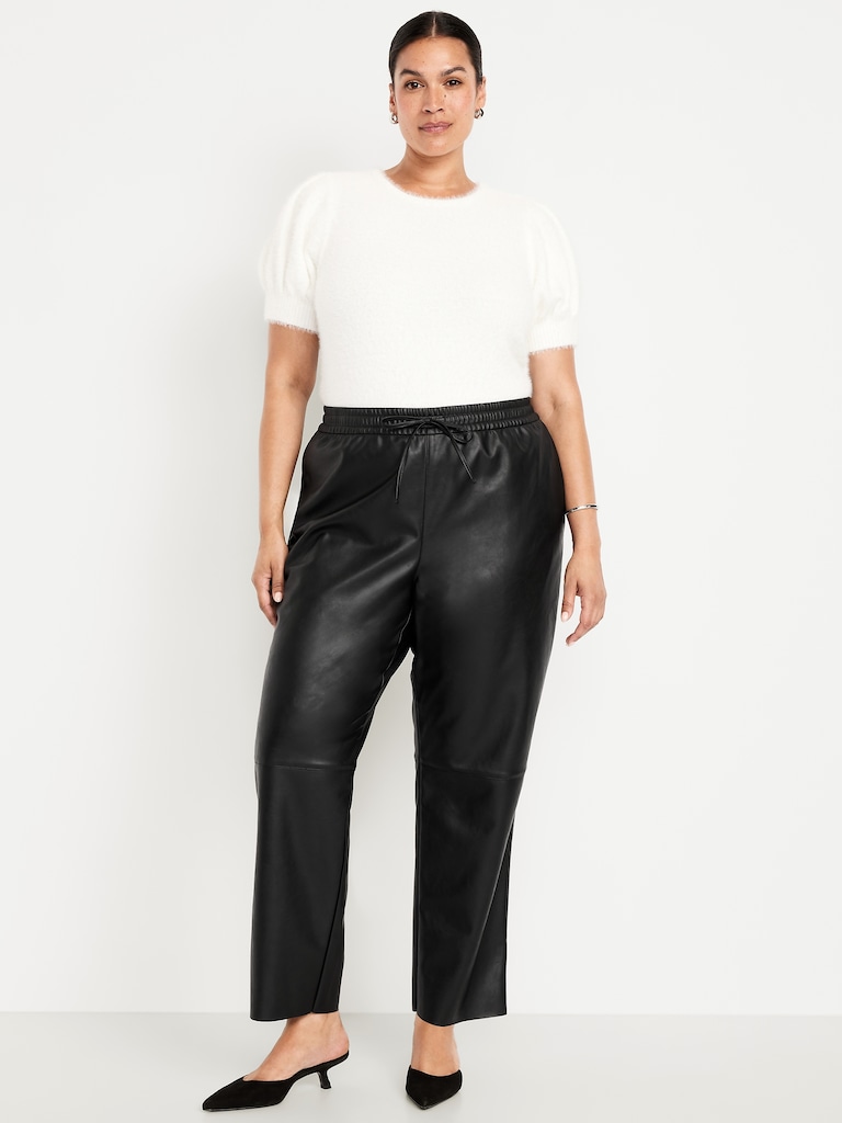 High-Waisted Billie Faux-Leather Ankle Trouser