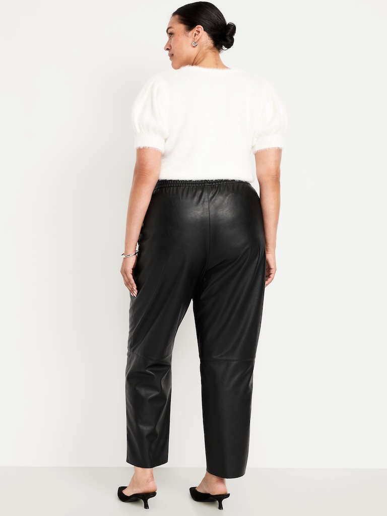 High-Waisted Billie Faux-Leather Ankle Trouser