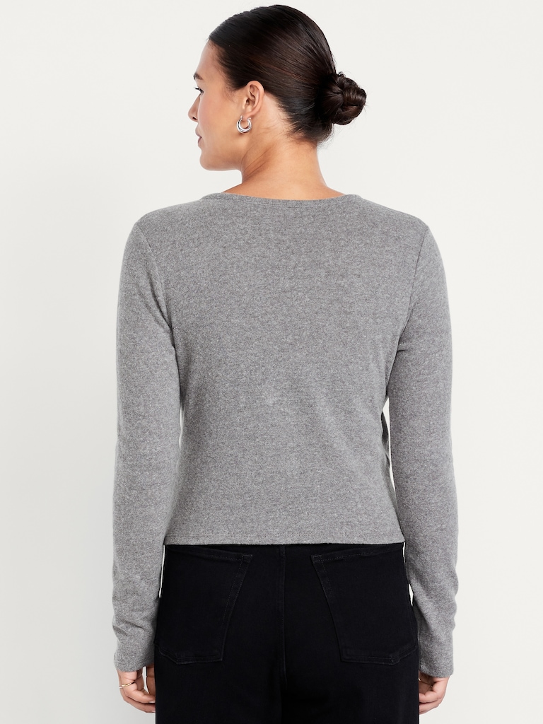 Long-Sleeve Wrap-Front Top