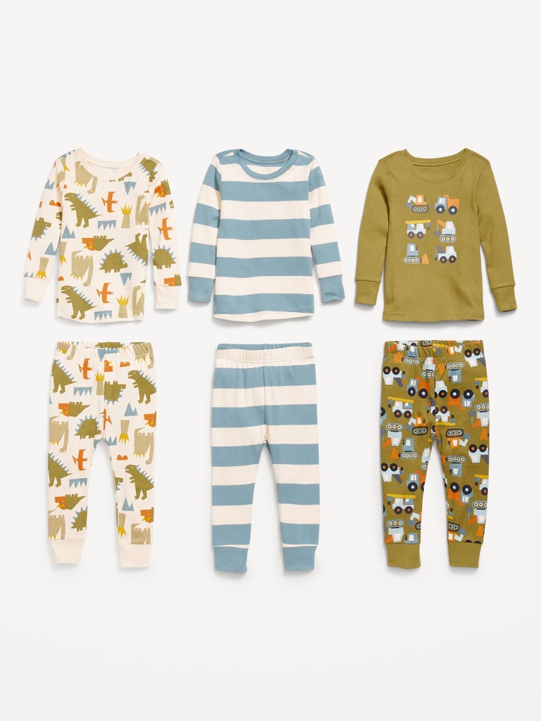 Snug-Fit Printed Pajama 6-Piece for Toddler & Baby