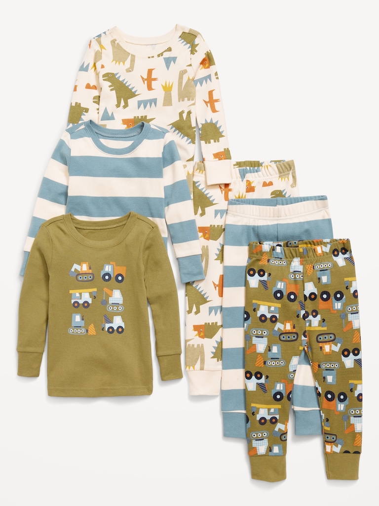 Snug-Fit Printed Pajama 6-Piece for Toddler & Baby